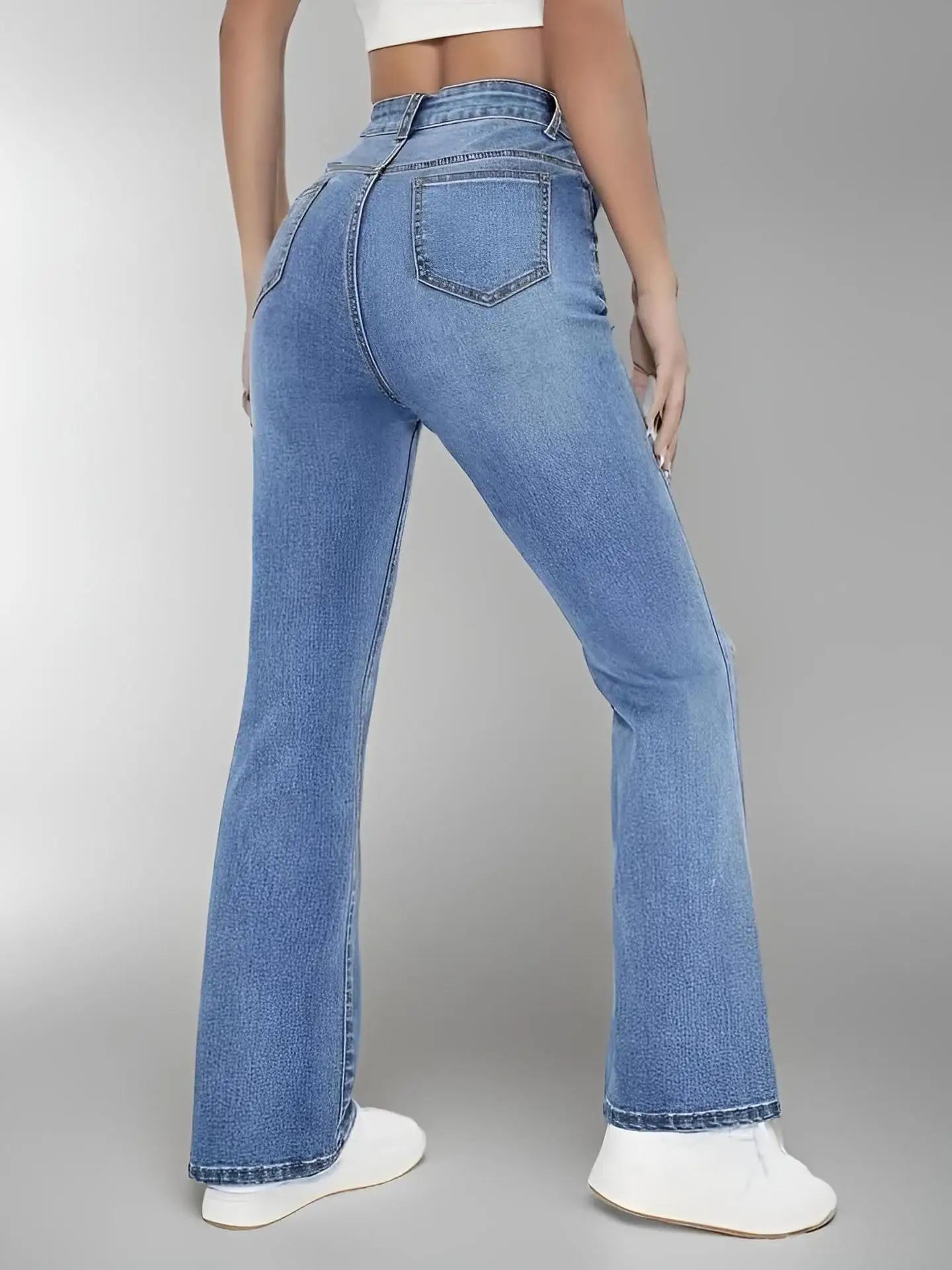 Versatile high waist washed Denim trouser