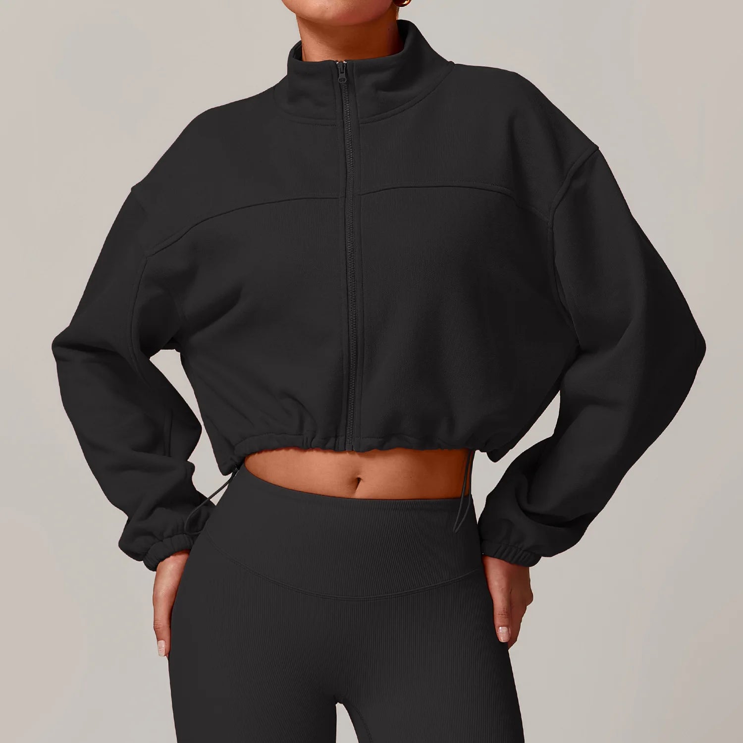 Zipper Jacket Crop Tops Yoga Long Sleeve