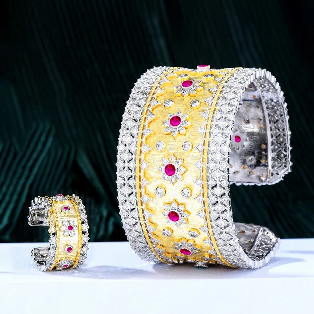 Wide Bangle Earrings Ring Jewelry Sets