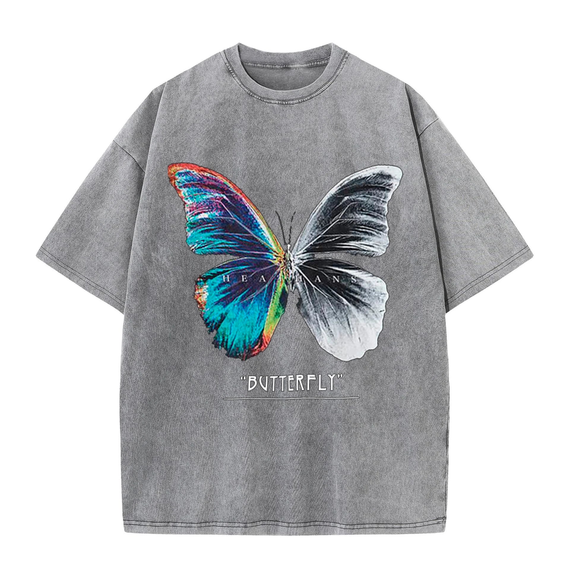 Loose O-Neck Tees Butterfly T Shirt