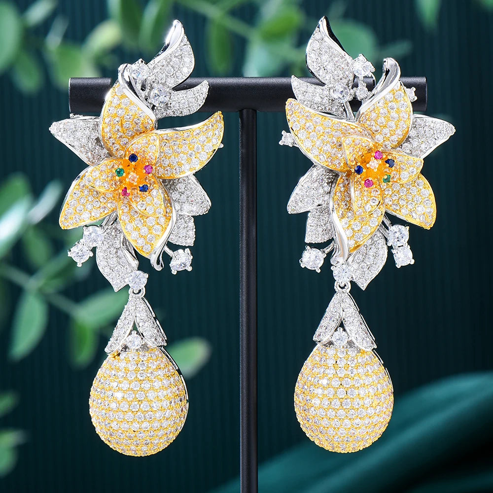 Flower Drop Earrings Crossover