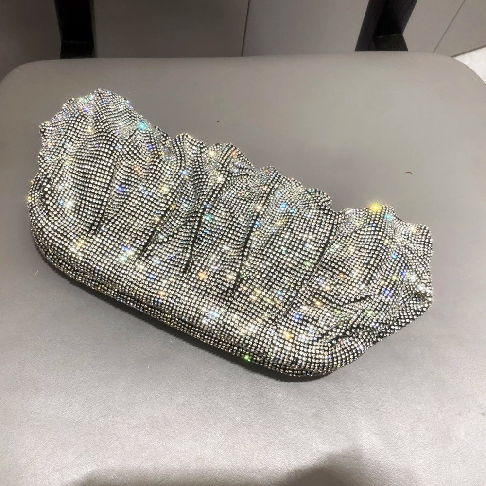 Shiny handle Rhinestones Handmade Clutch