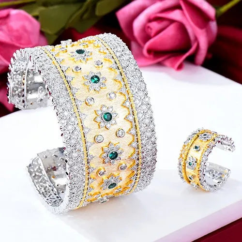 Wide Bangle Earrings Ring Jewelry Sets