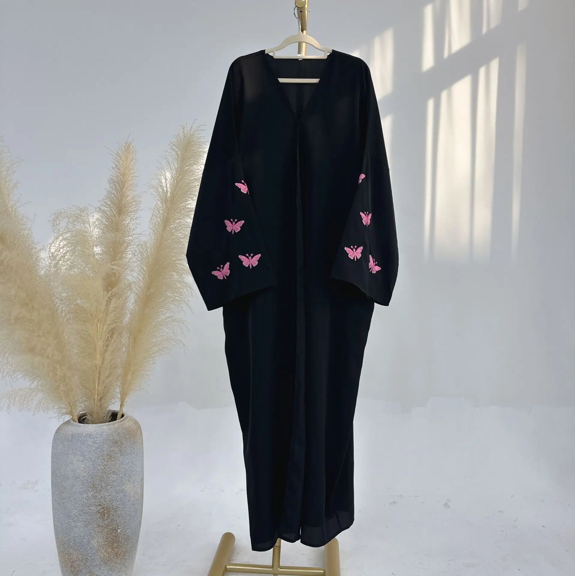 Butterfly Embroidery Eid Soft Satin Abaya