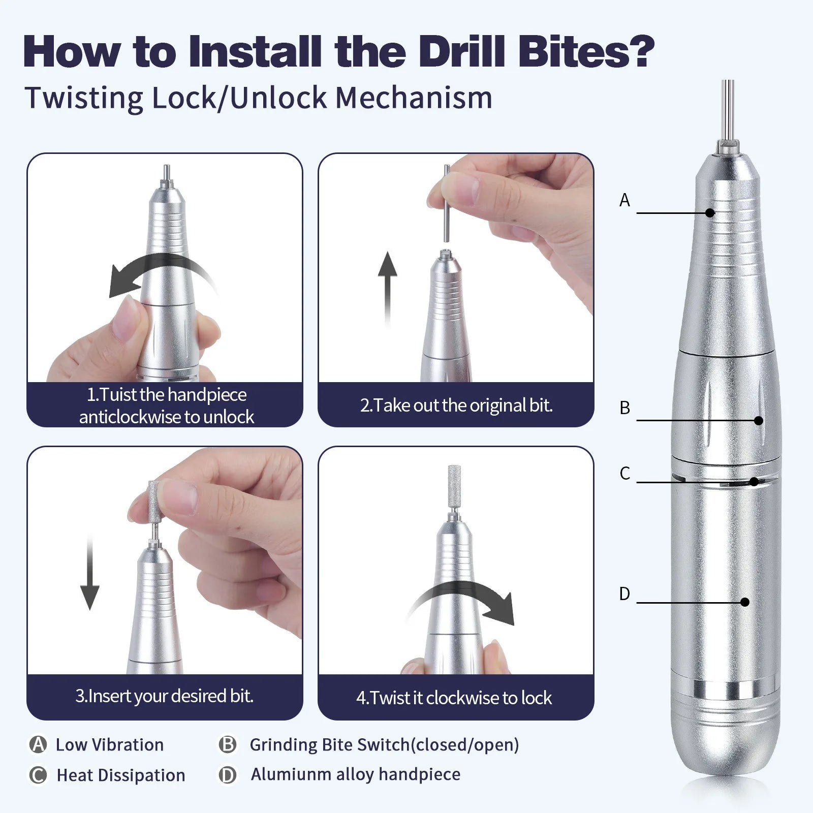 45000RPM Electric Nail Drill Machine With LCD Display