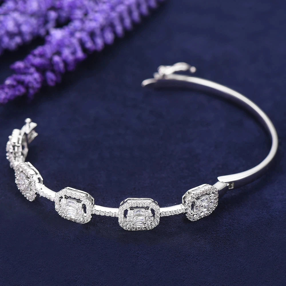 Stackable Full Cubic Zircon Crystal Bracelets