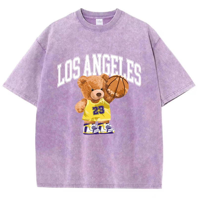 Cotton Washed T-Shirt Los Angeles 23 Basketball Teddy Bear