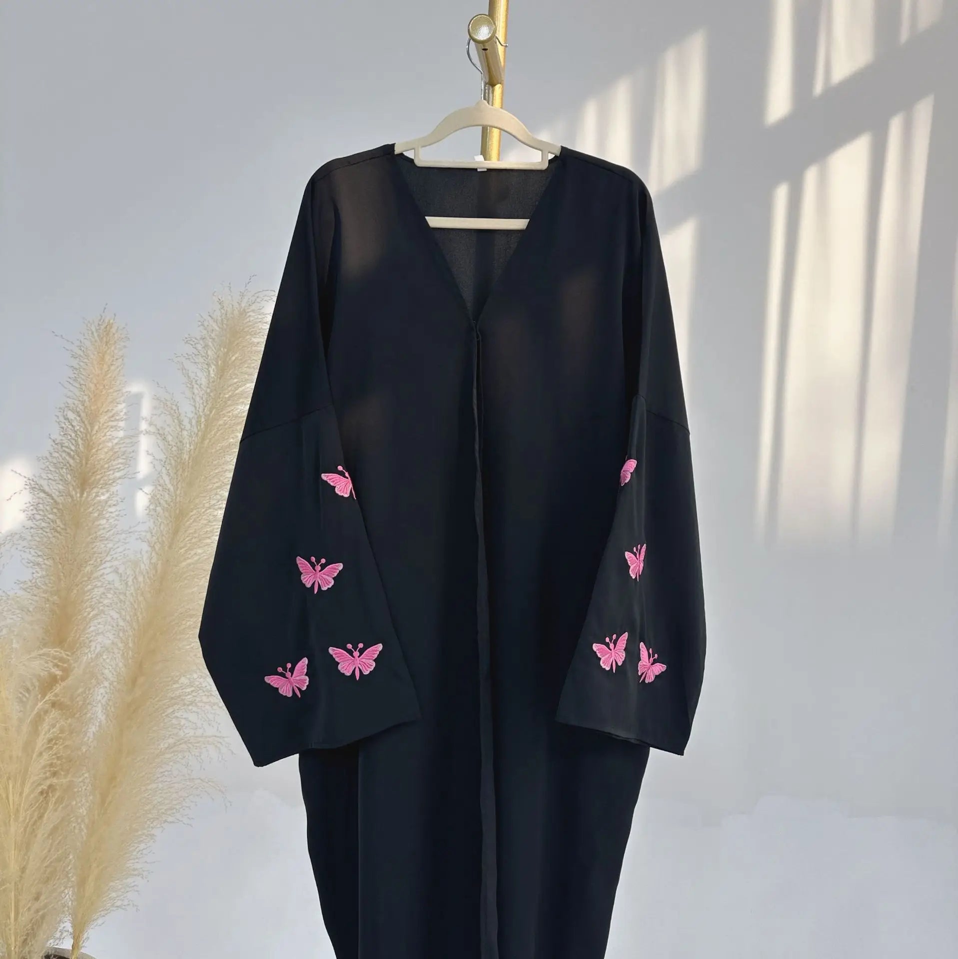 Butterfly Embroidery Eid Soft Satin Abaya