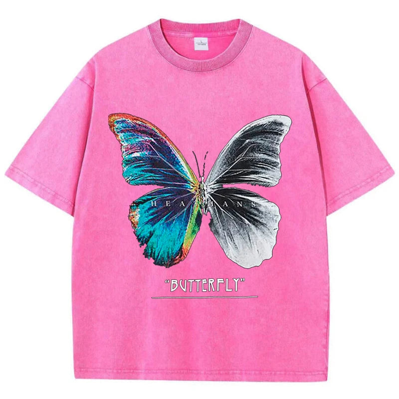 Loose O-Neck Tees Butterfly T Shirt