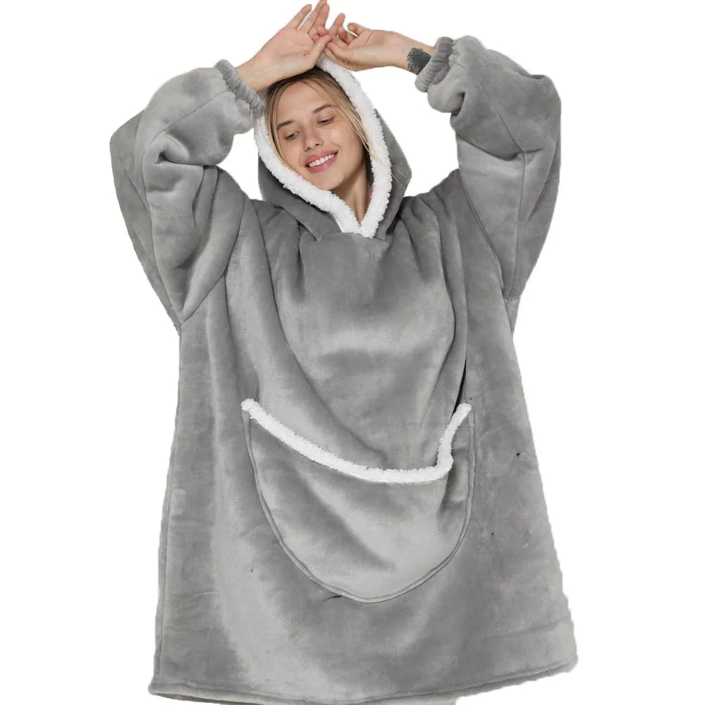 Oversized Blanket Hoodie Men Women Gray Big Warm Blanket