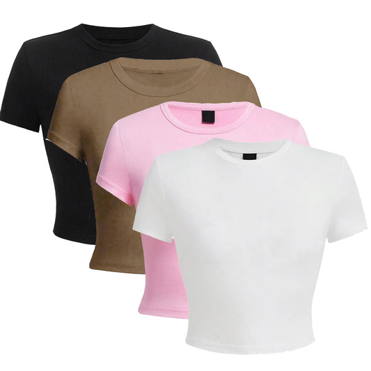 High Elastic Viscose T-Shirt Soft O-Neck Sporty Tees