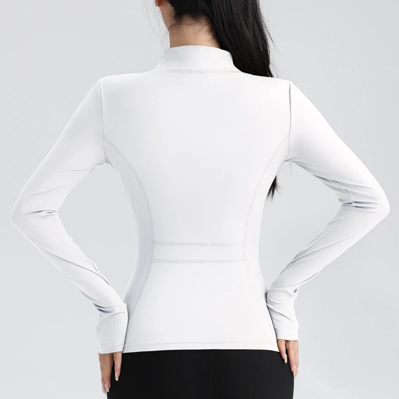 Full Zip Yoga Top With Thumbholes Fitness Running Jacket