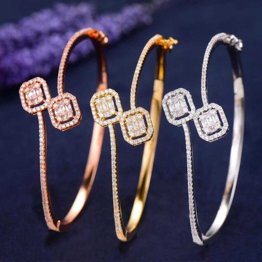 Stackable Full Cubic Zircon Crystal Bracelets