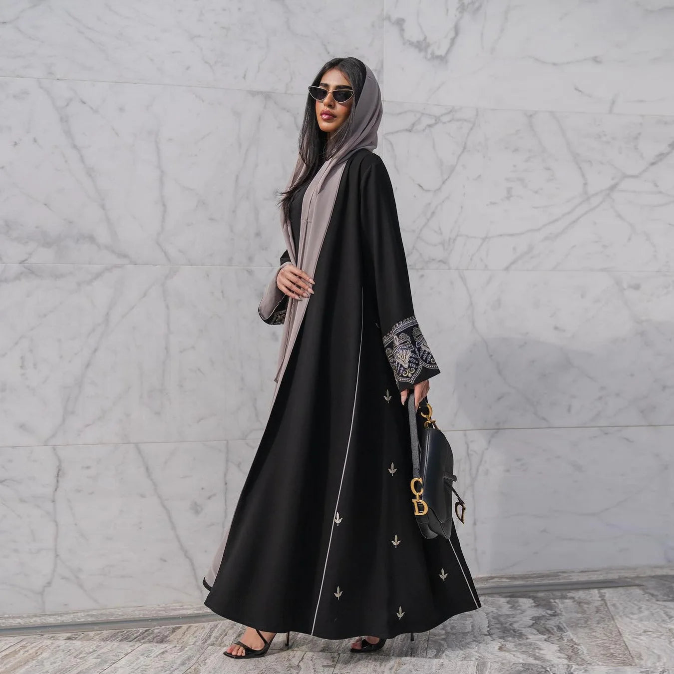 Cardigan Embroidery Open Abaya