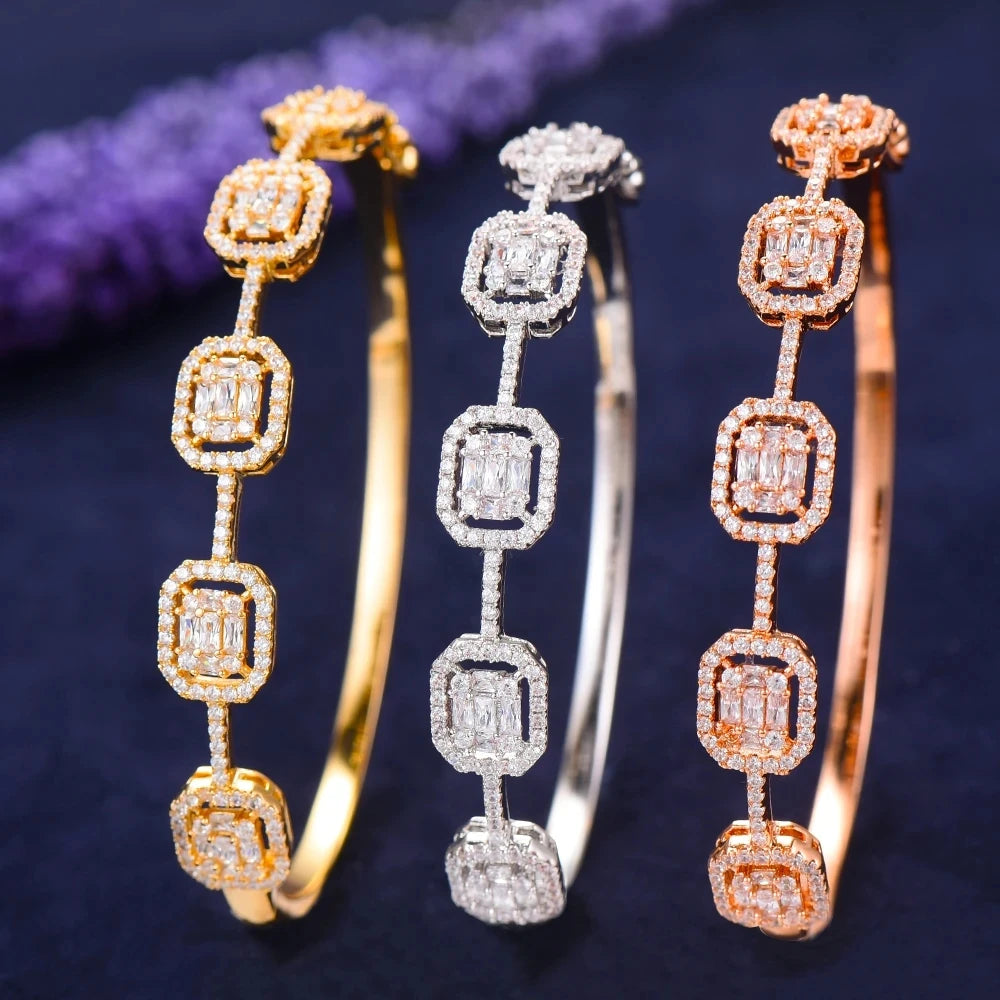 Stackable Full Cubic Zircon Crystal Bracelets