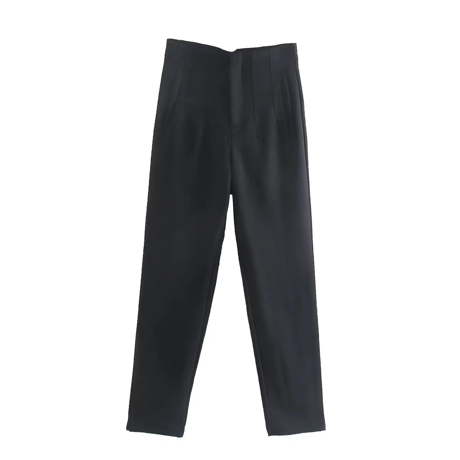 Straight Pants High Waist Front Zipper Trouser