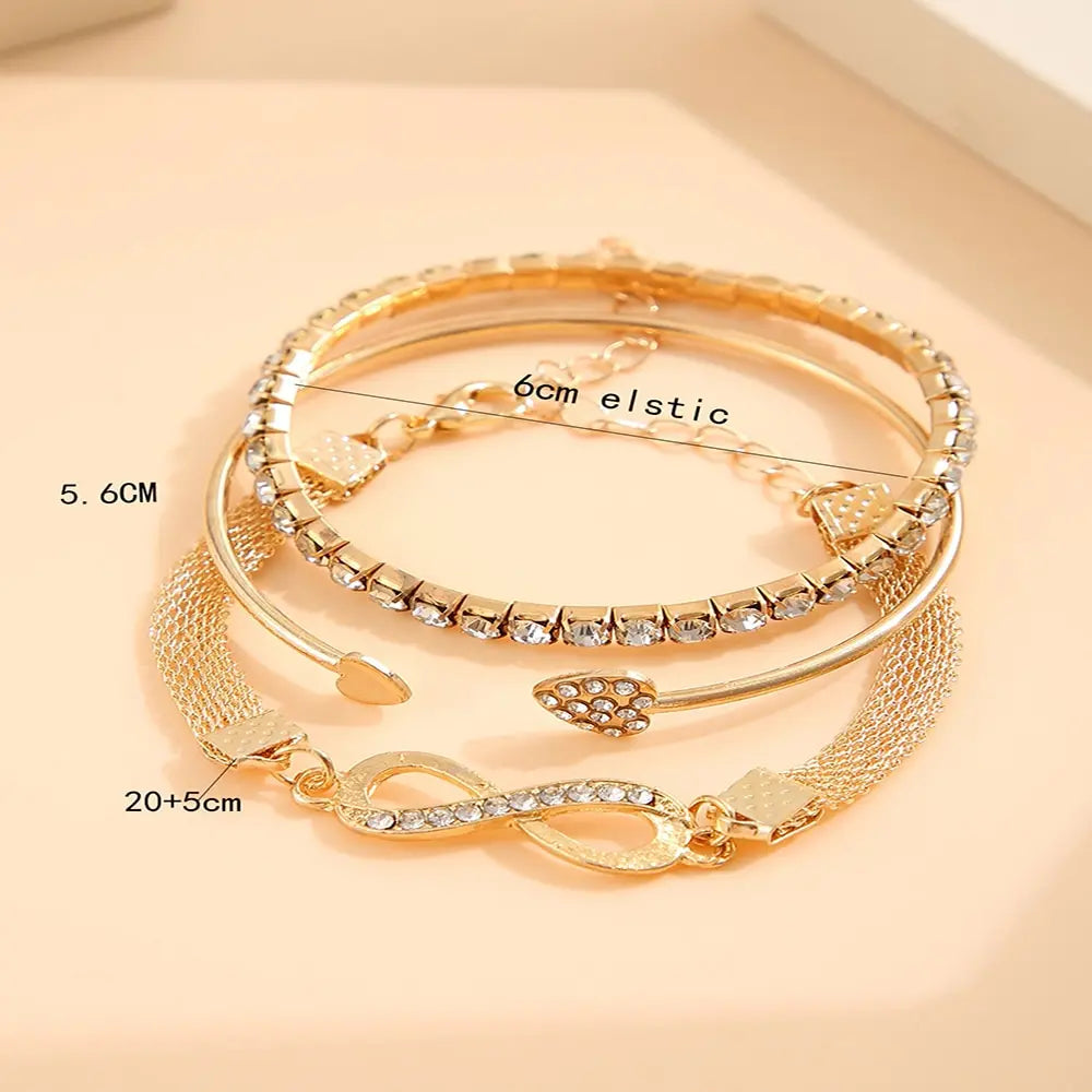 3pcs For A Set Love Opening Temperament Drill Bracelet