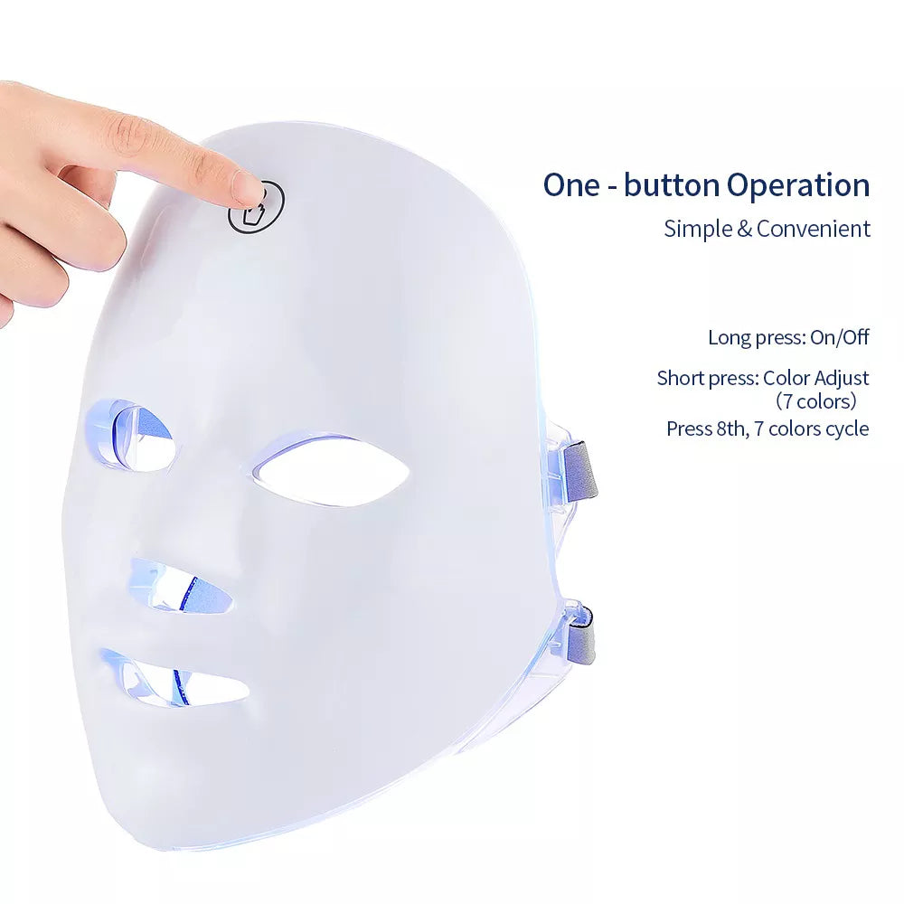 Rechargeable Facial LED Mask 7 Colors LED Photon Therapy