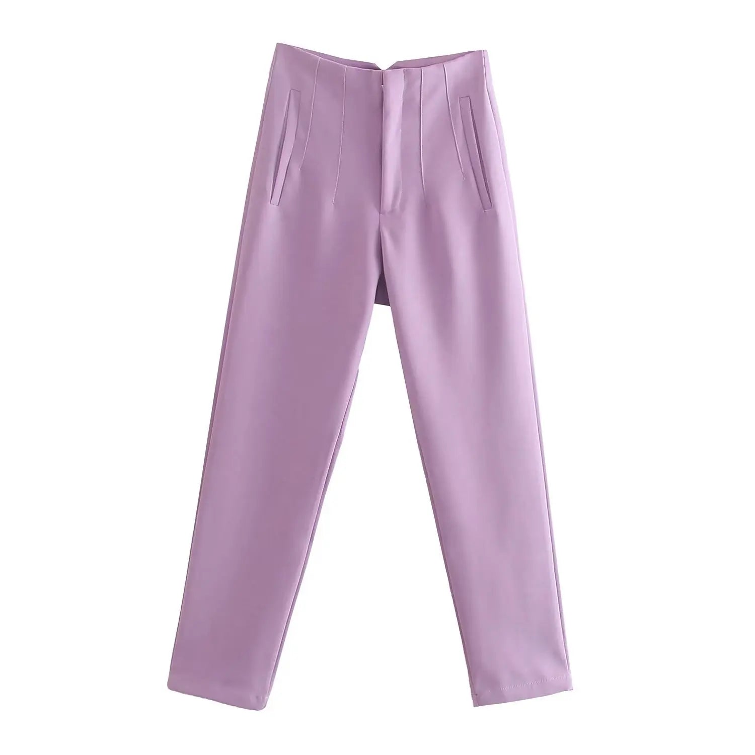 Straight Pants High Waist Front Zipper Trouser