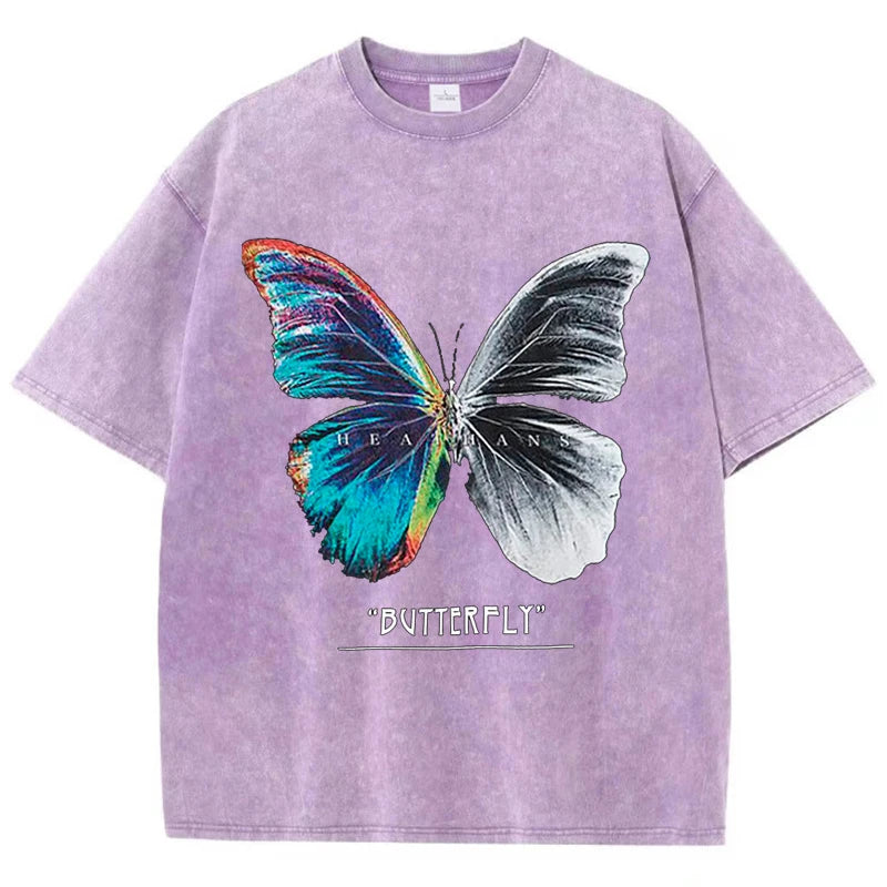 Loose O-Neck Tees Butterfly T Shirt