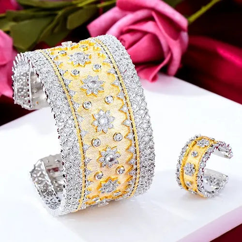 Wide Bangle Earrings Ring Jewelry Sets