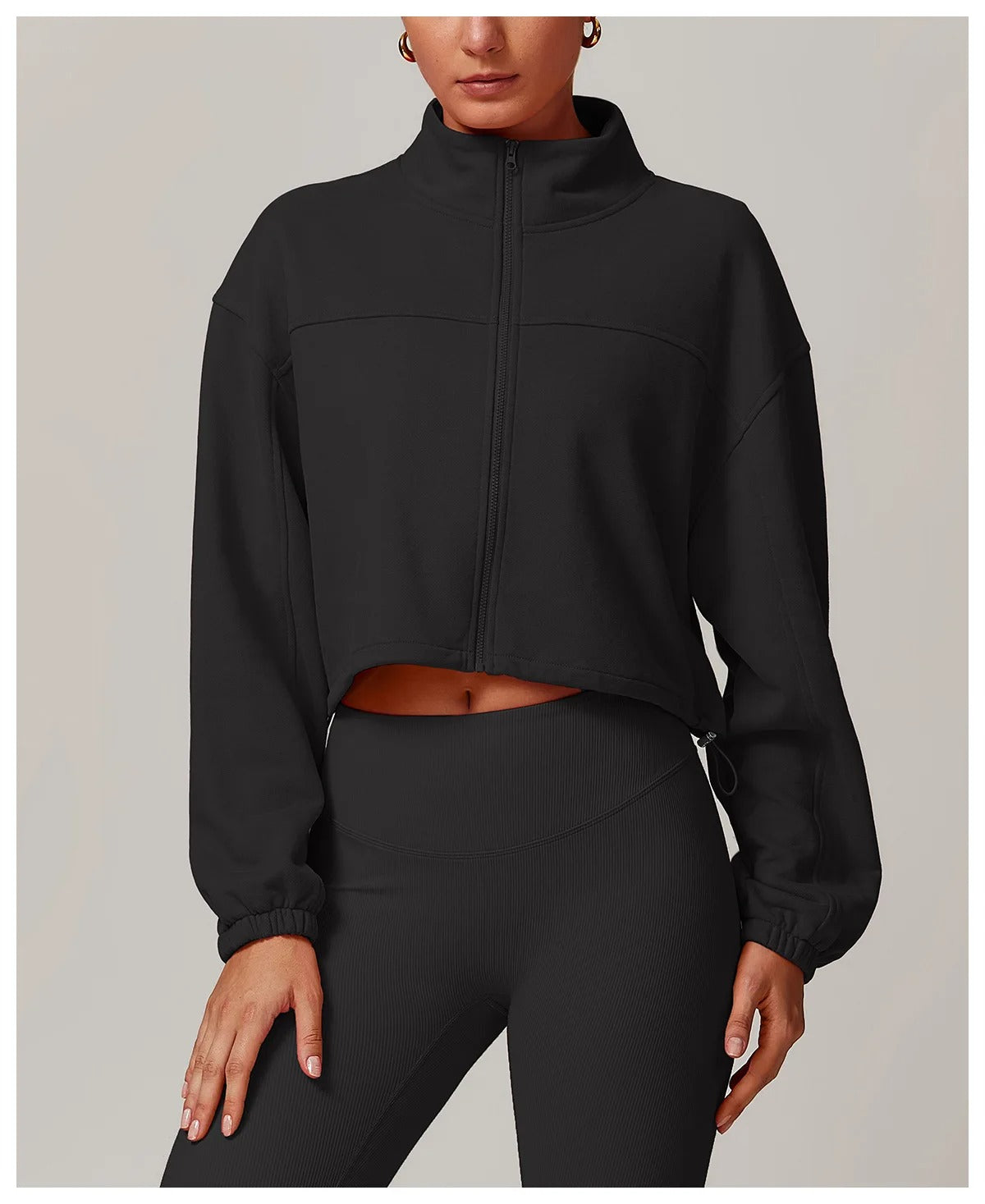 Zipper Jacket Crop Tops Yoga Long Sleeve