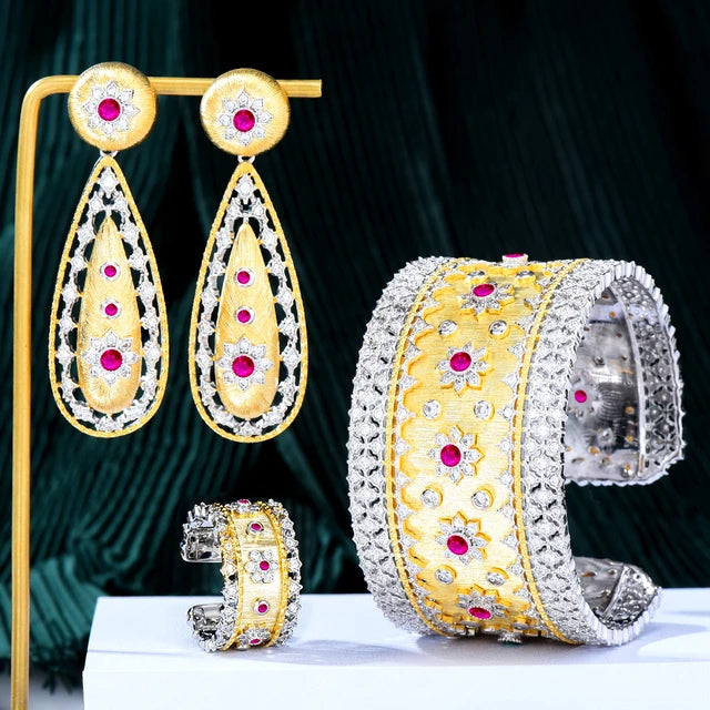 Wide Bangle Earrings Ring Jewelry Sets