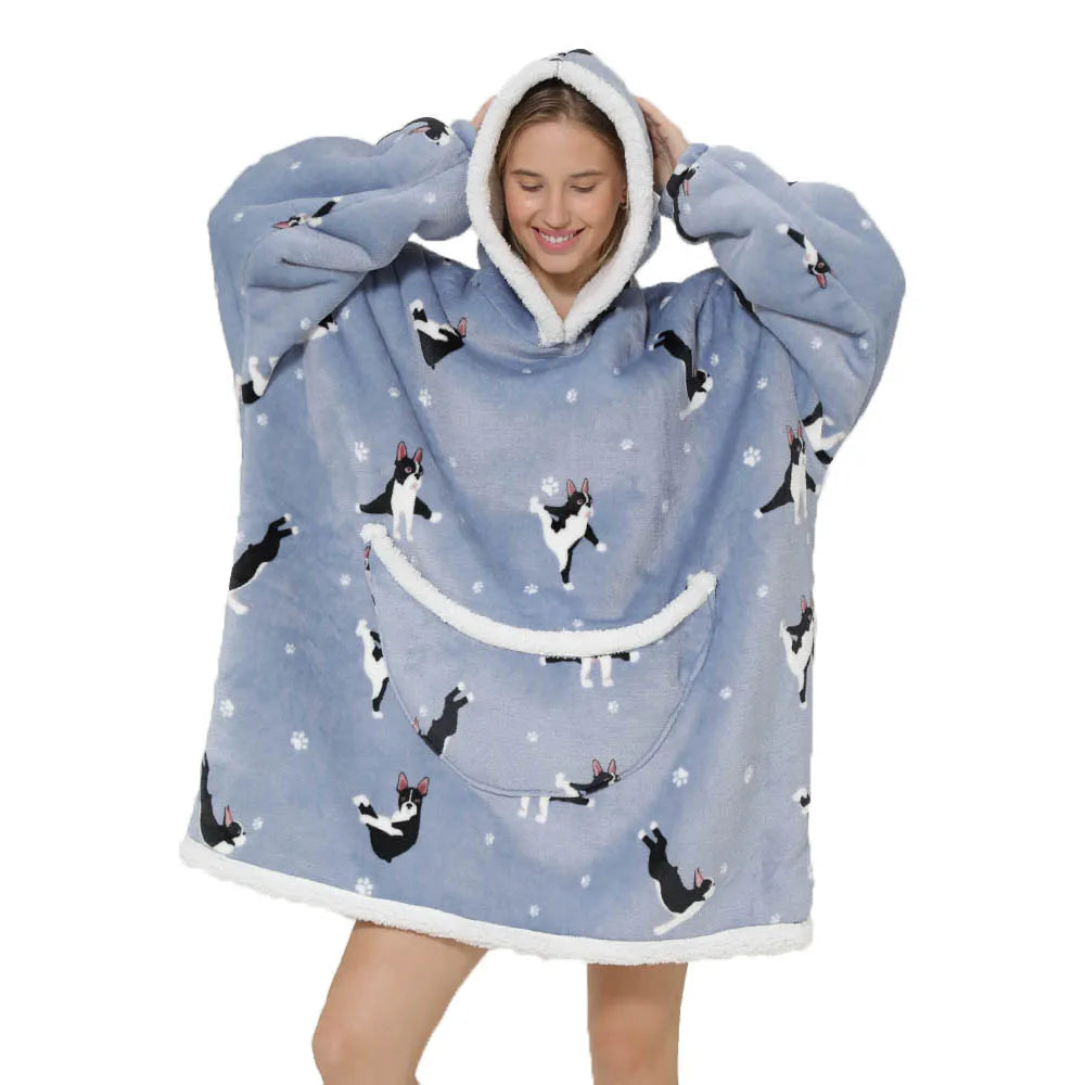 Oversized Blanket Hoodie Men Women Gray Big Warm Blanket