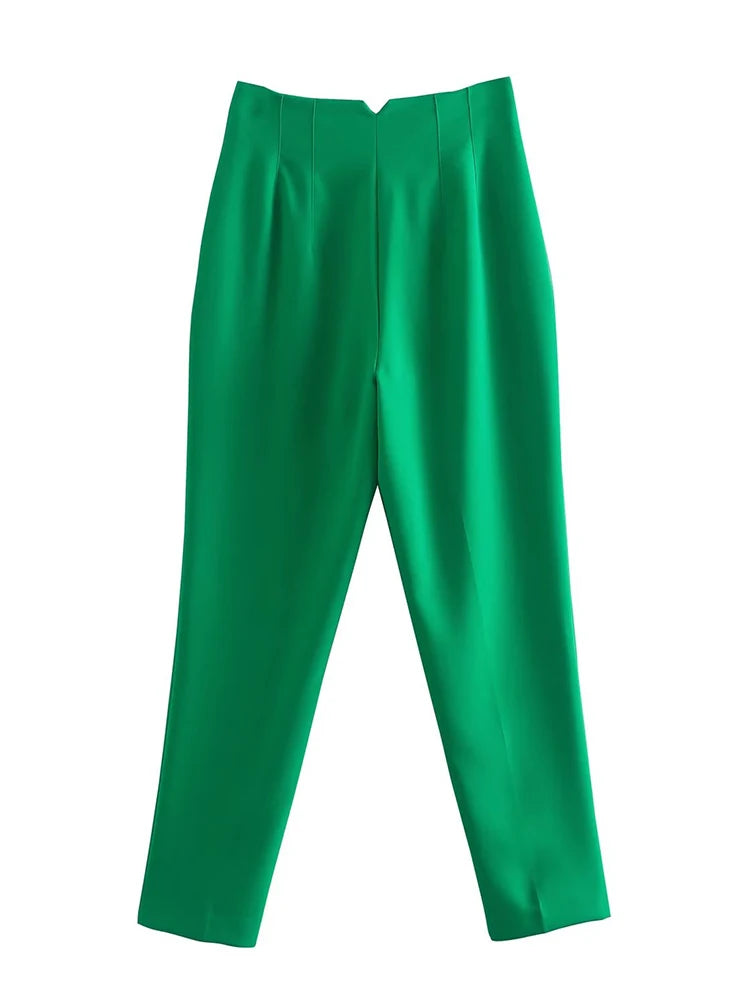 Straight Pants High Waist Front Zipper Trouser