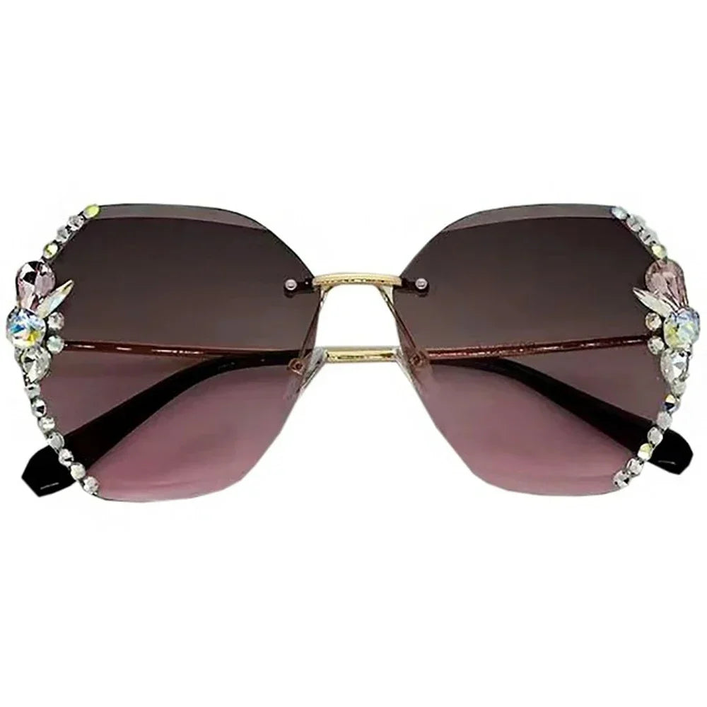 Rimless Rhinestone Sunglasses Women