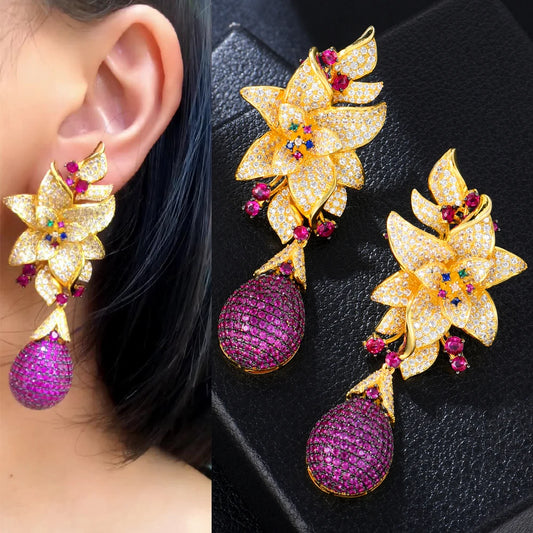 Flower Drop Earrings Crossover