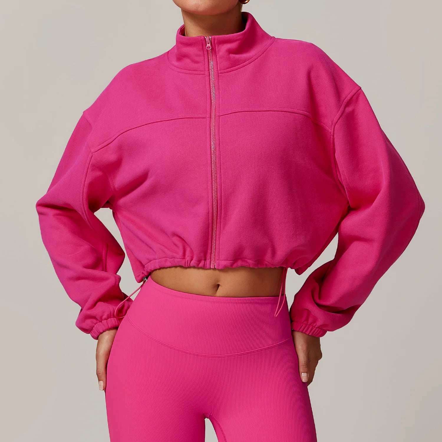 Zipper Jacket Crop Tops Yoga Long Sleeve