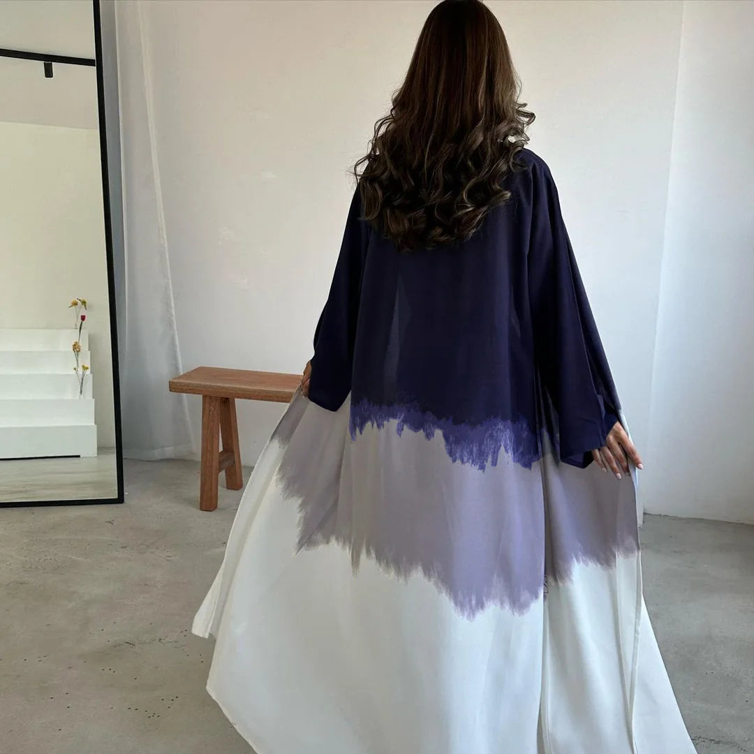 Tie Dyed Long Dress Party Evening Robe Abaya