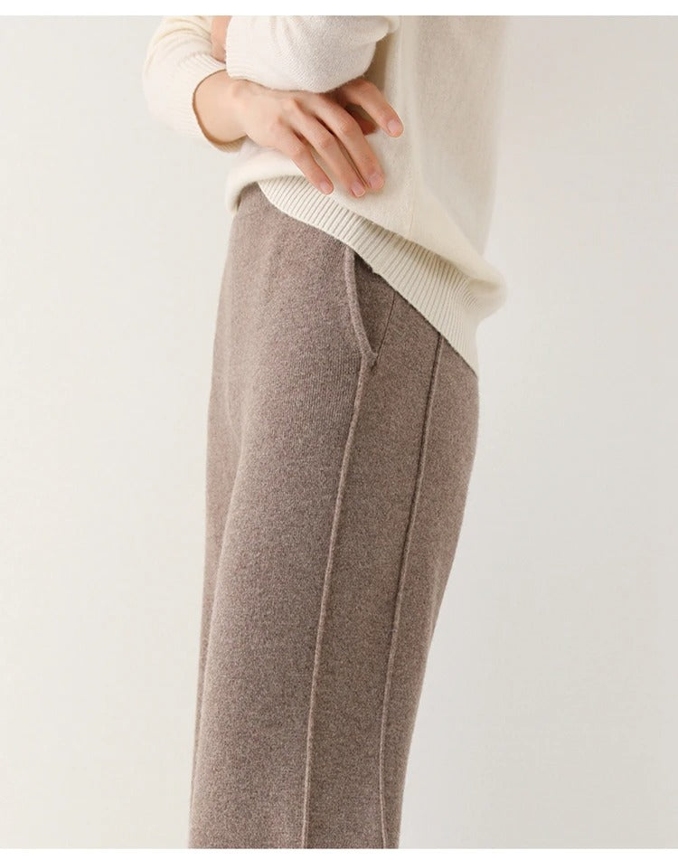 High waisted loose cashmere floor pants