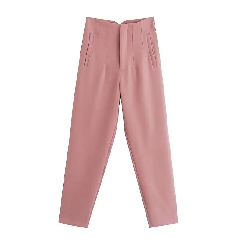 Straight Pants High Waist Front Zipper Trouser