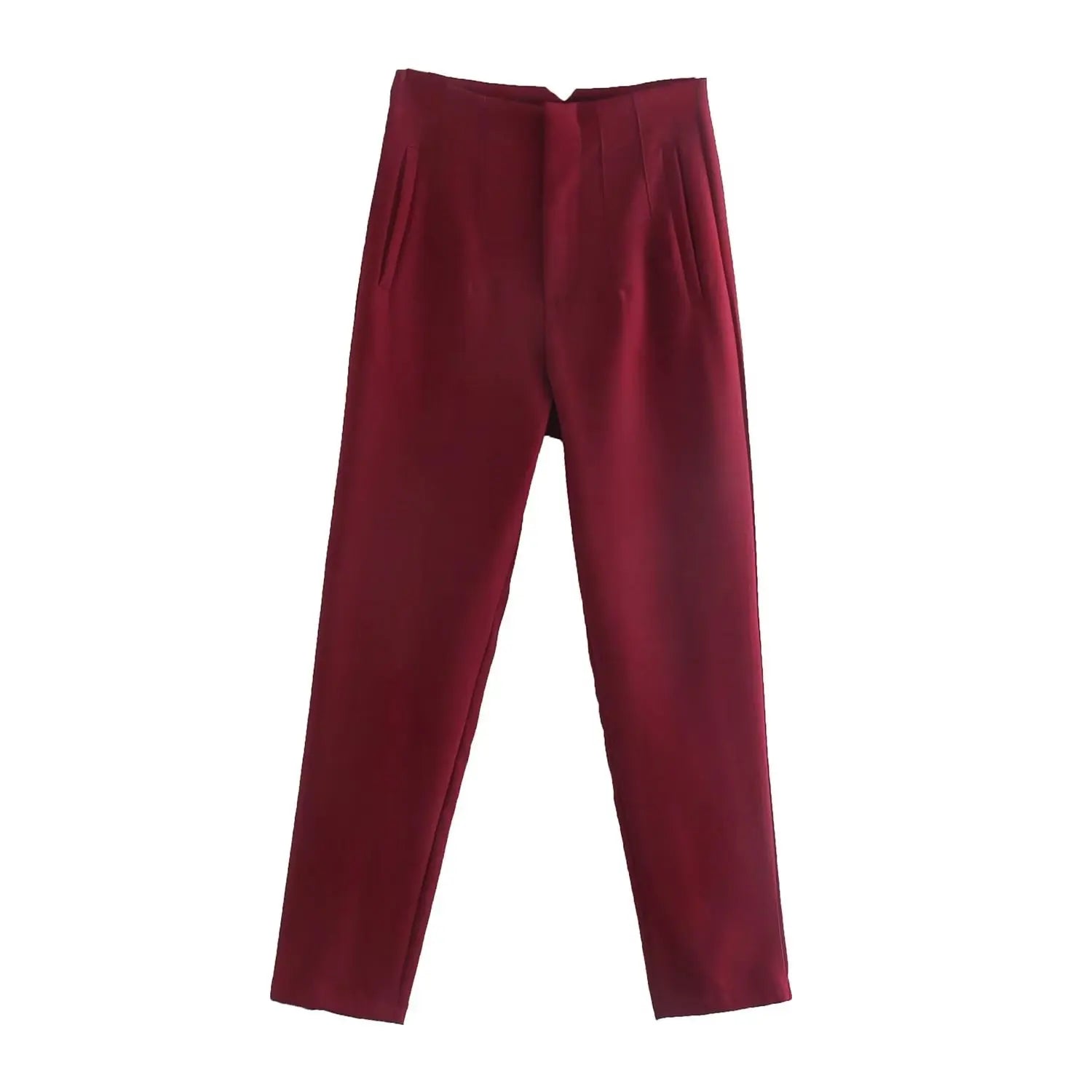 Straight Pants High Waist Front Zipper Trouser