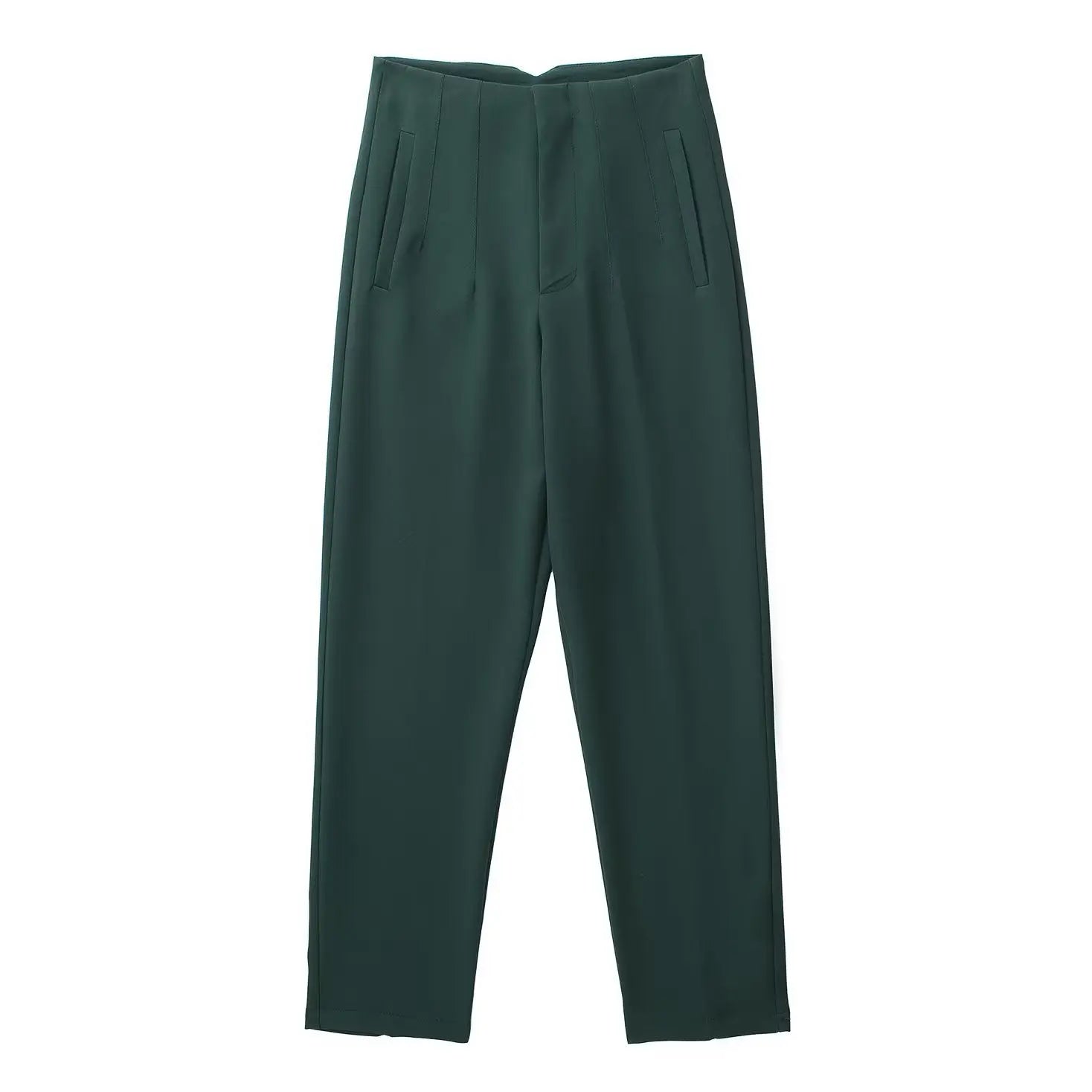 Straight Pants High Waist Front Zipper Trouser