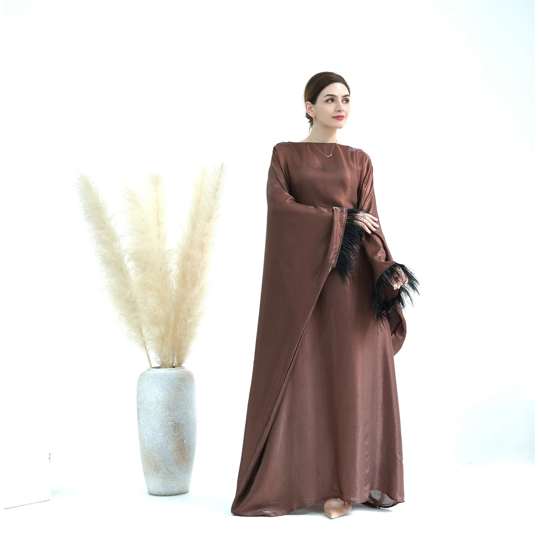 Feather Closed Abayas | Inside Tie Belt