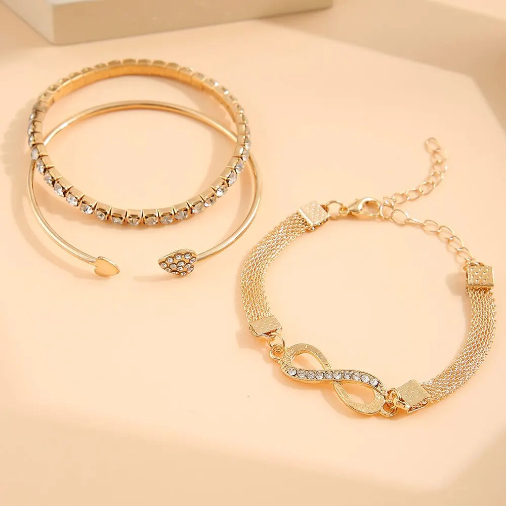 3pcs For A Set Love Opening Temperament Drill Bracelet