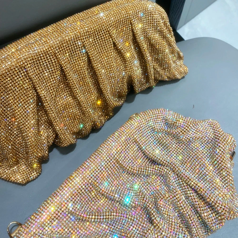 Shiny handle Rhinestones Handmade Clutch