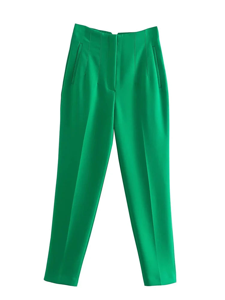 Straight Pants High Waist Front Zipper Trouser