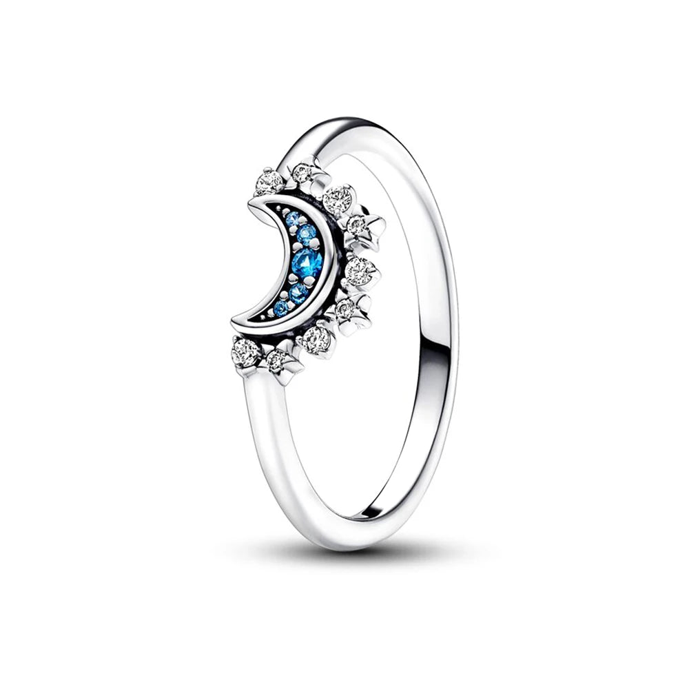 Silver Sparking Celestial Sun Rings Stackable