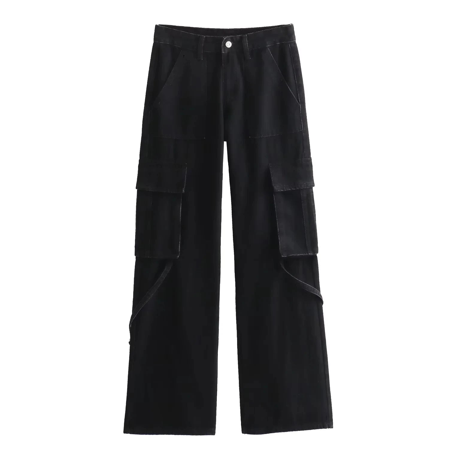 Casual Solid High Waist Trousers