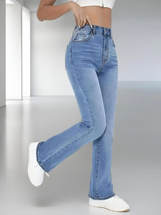 Versatile high waist washed Denim trouser