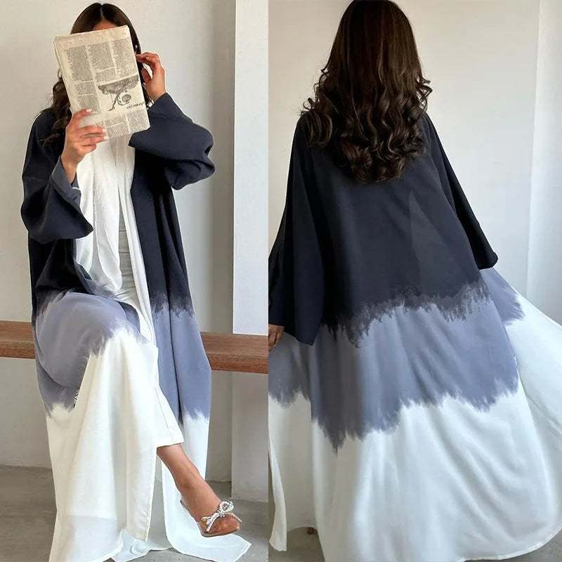 Tie Dyed Long Dress Party Evening Robe Abaya