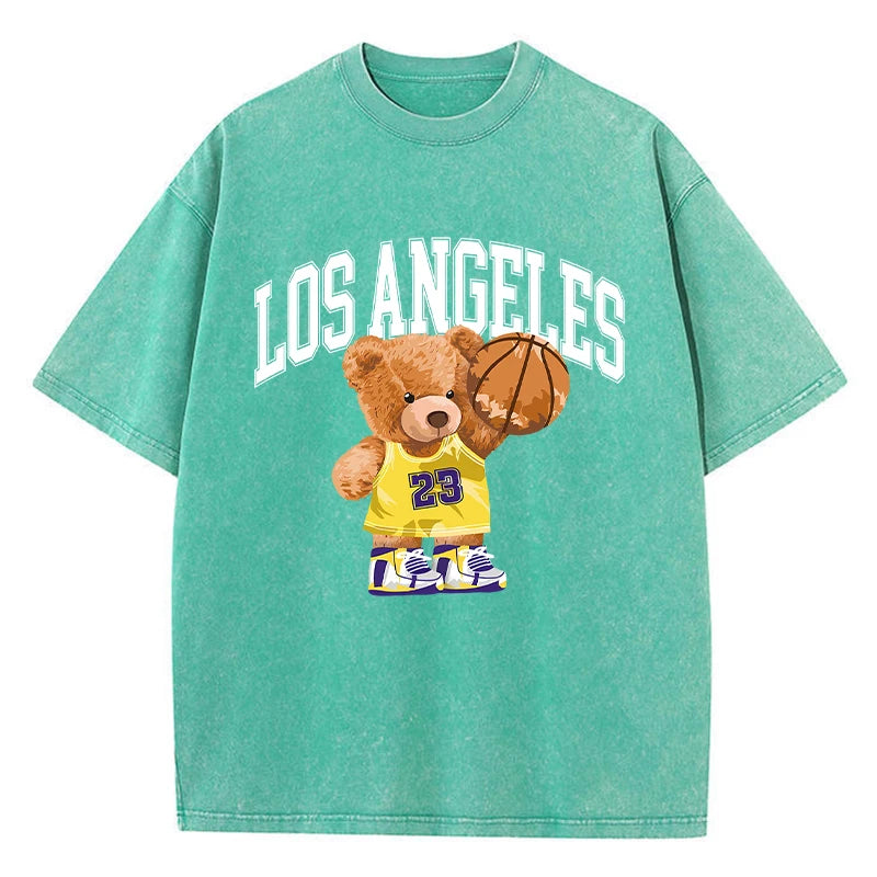 Cotton Washed T-Shirt Los Angeles 23 Basketball Teddy Bear