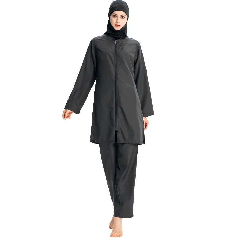 Loose Solid Color Muslim Swimsuit