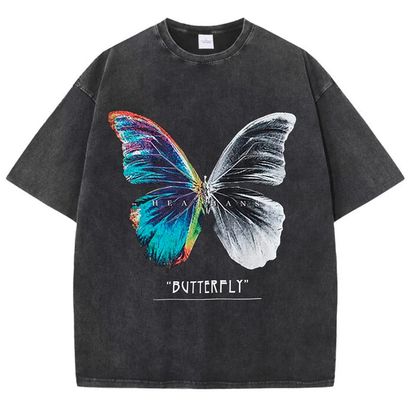 Loose O-Neck Tees Butterfly T Shirt