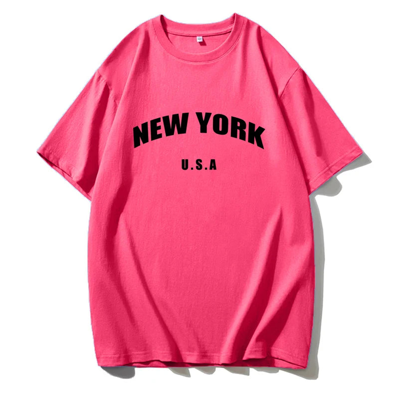 New York Letter Print T-shirts