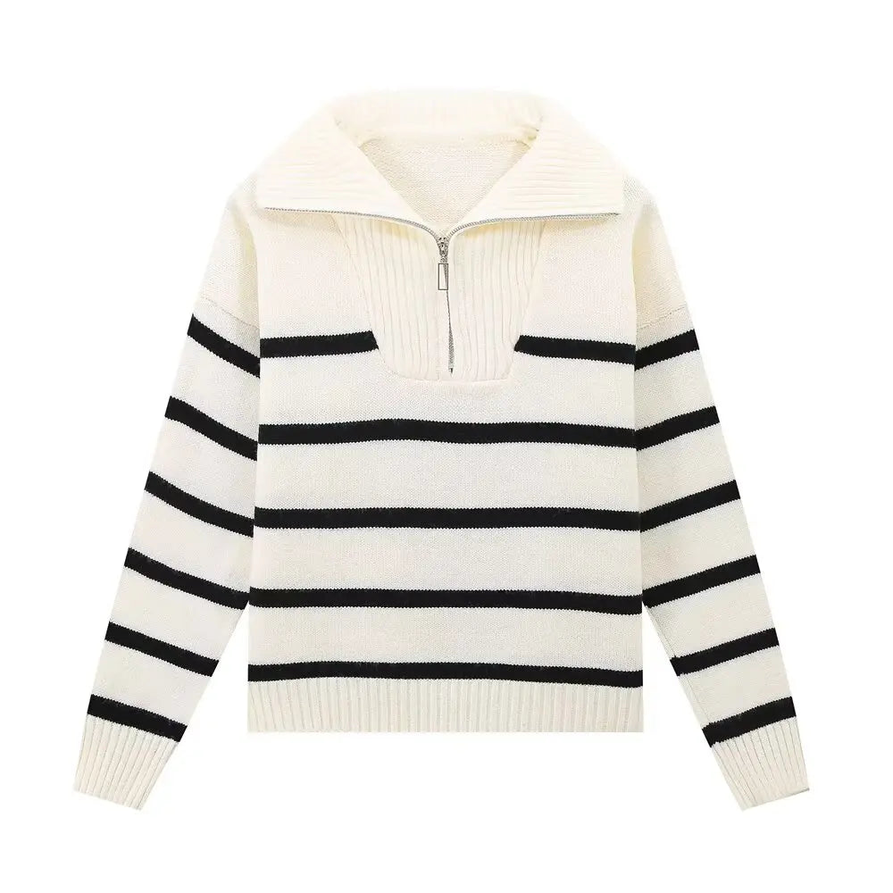 Premium Zipper Striped Sweater